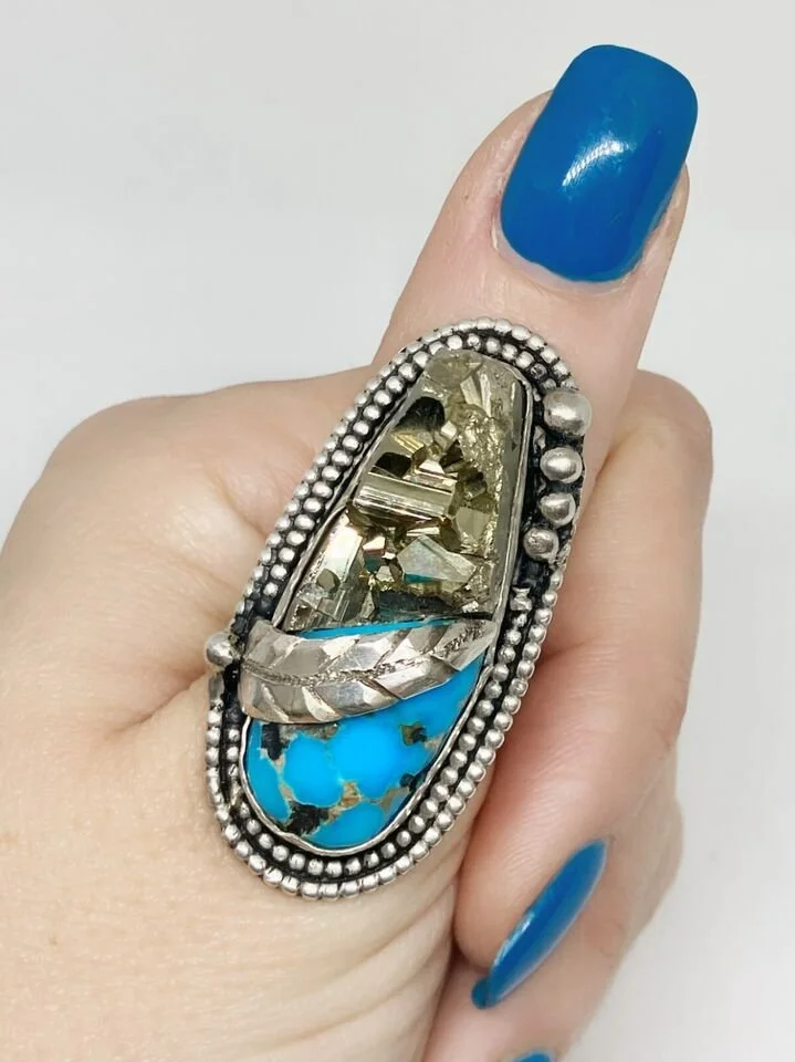 Vintage Native American Baird Signed Sterling Silver, Turquoise